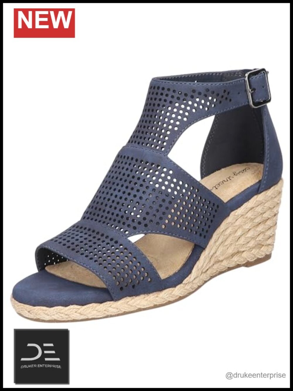 Womens Wedge Sandals 2.25 Heel Laser Cut Back Zipper Super Flex Comfort